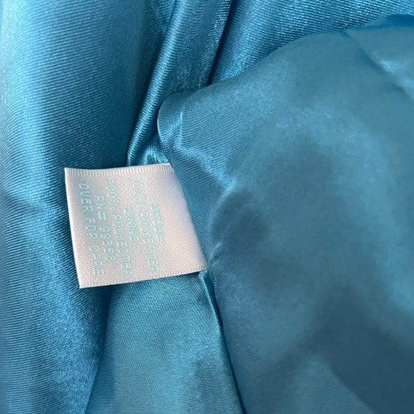 NWT Camille La Vie Teal Metallic Pleated Off-Shoulder Gown – Size 6 - Picture 4 of 6